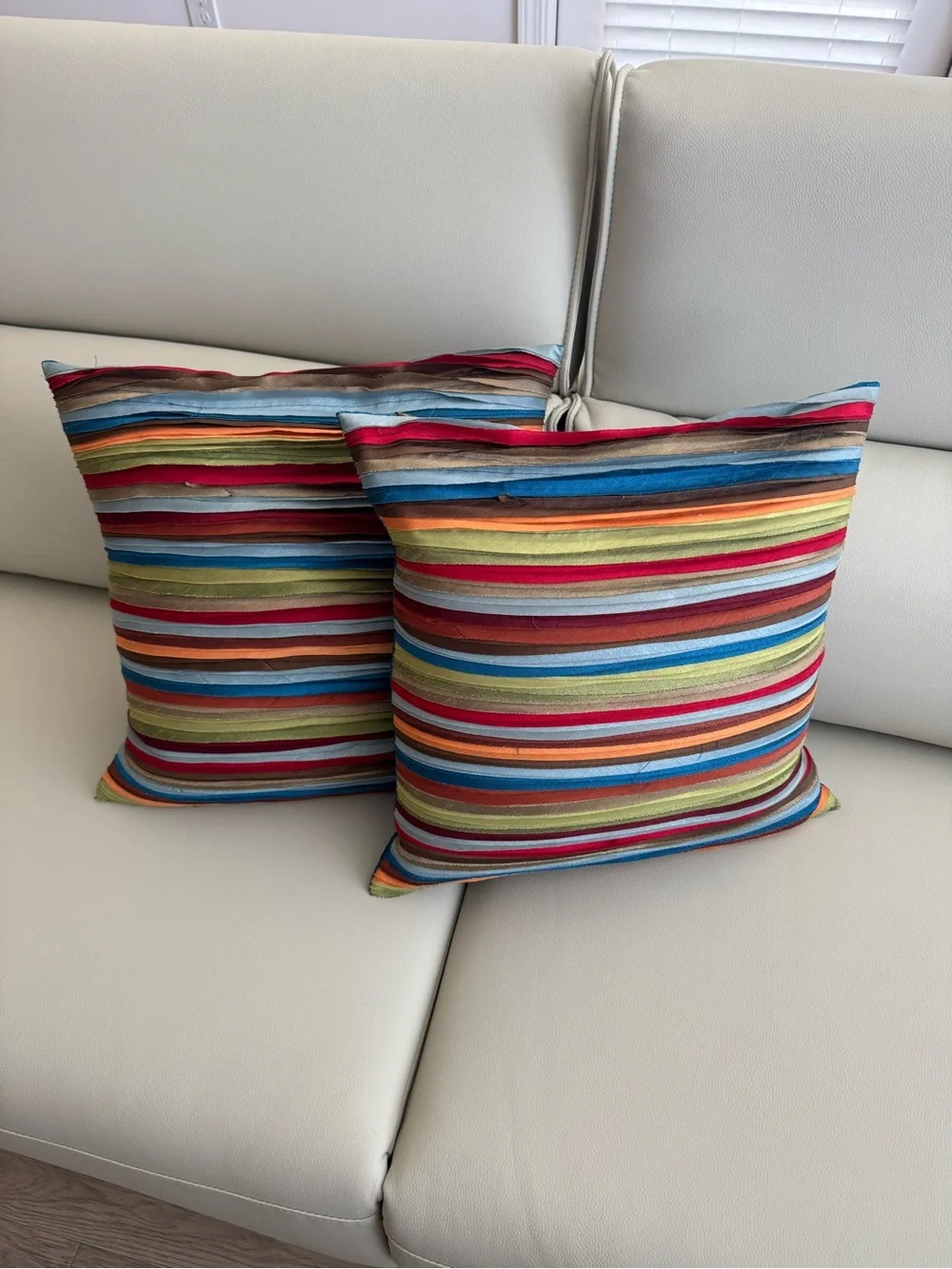Pier 1 Multicolor Striped Accent Pillows - Red, Blue, Green, Orange, Yellow